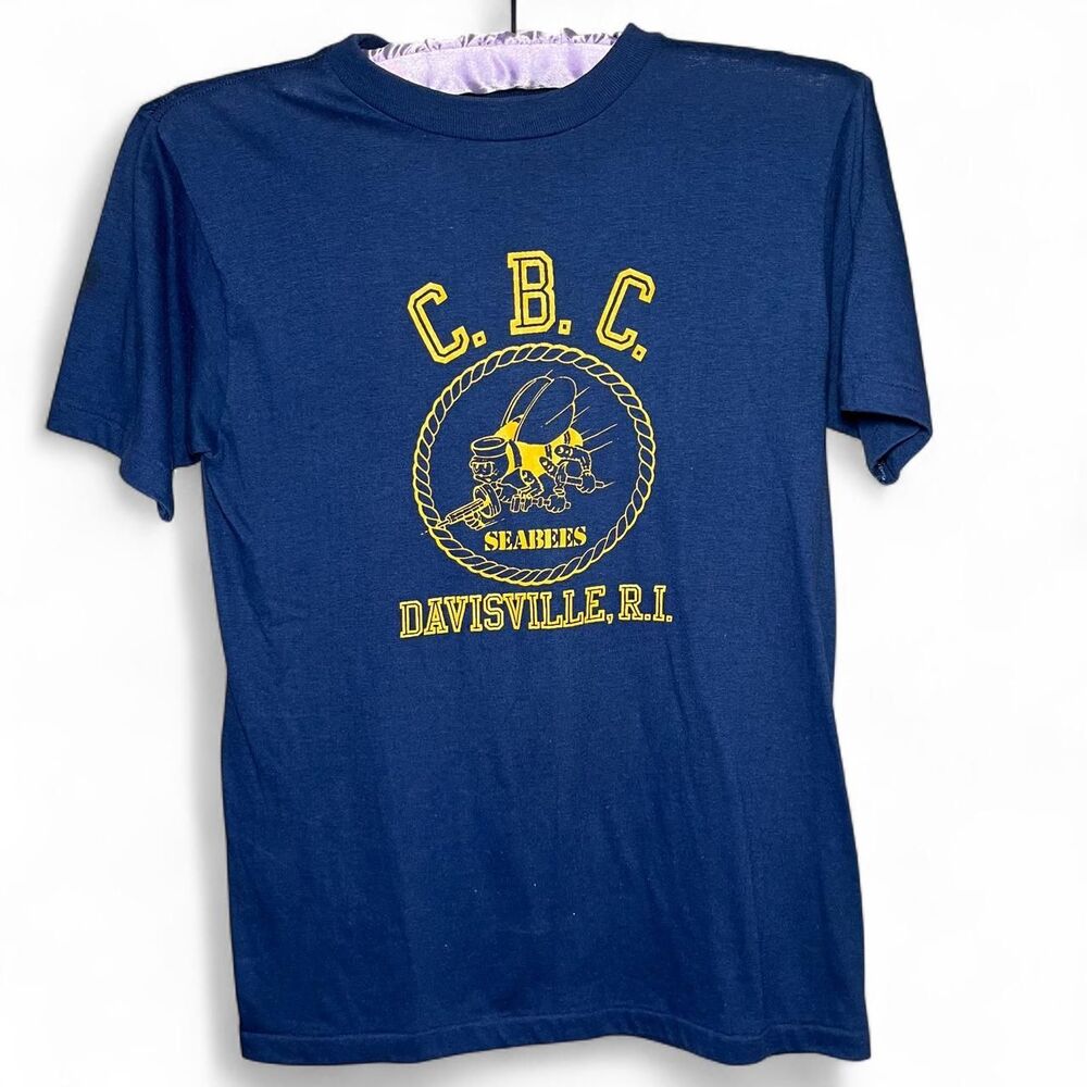 Vintage 80s Navy C.B.C. Seabees Davisville R.I. Naval Military Shirt Size M